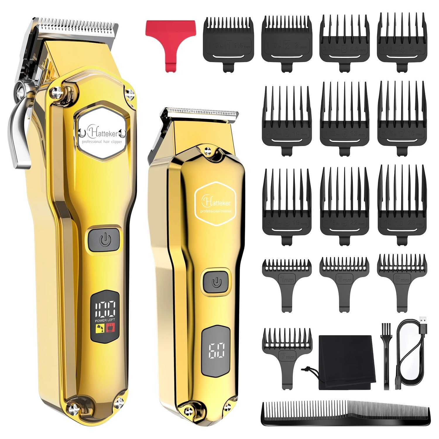 HATTEKER Professional Hair Clippers for Men Cordless Metal Barber Clippers and Trimmers Set Clippers for Hair Cutting Kit W241227