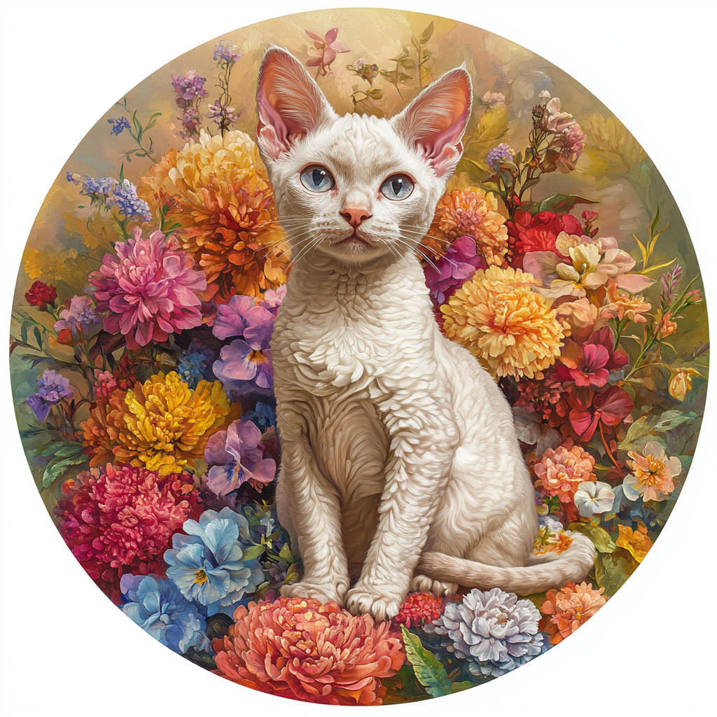 Devon Rex Cat Pet Ornaments - Customized Circular Aluminum Decorative Paintings for Pet Souvenir Tombstones