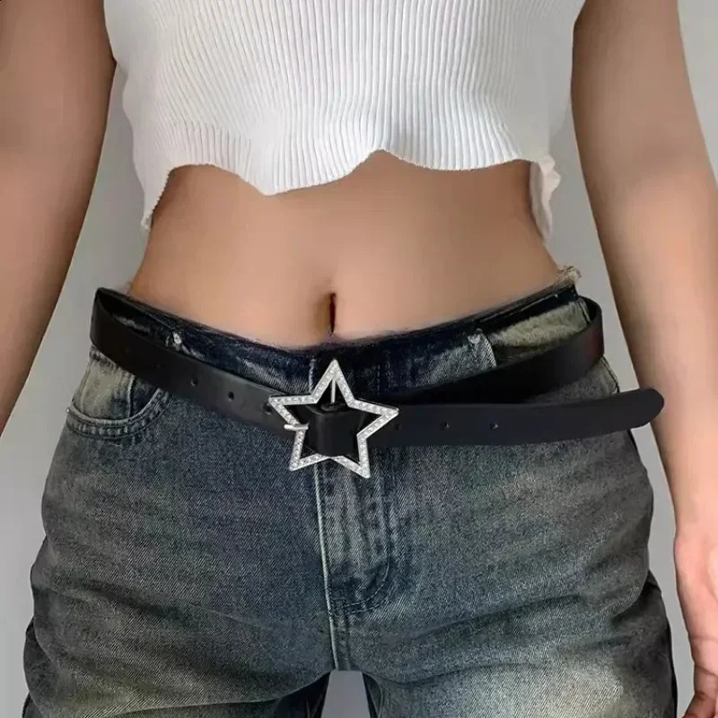 Girls Y2K Stars Waist Belt Jeans Skirt Women INS Waistband Autumn Winter Retro Decoration Accessories 241225