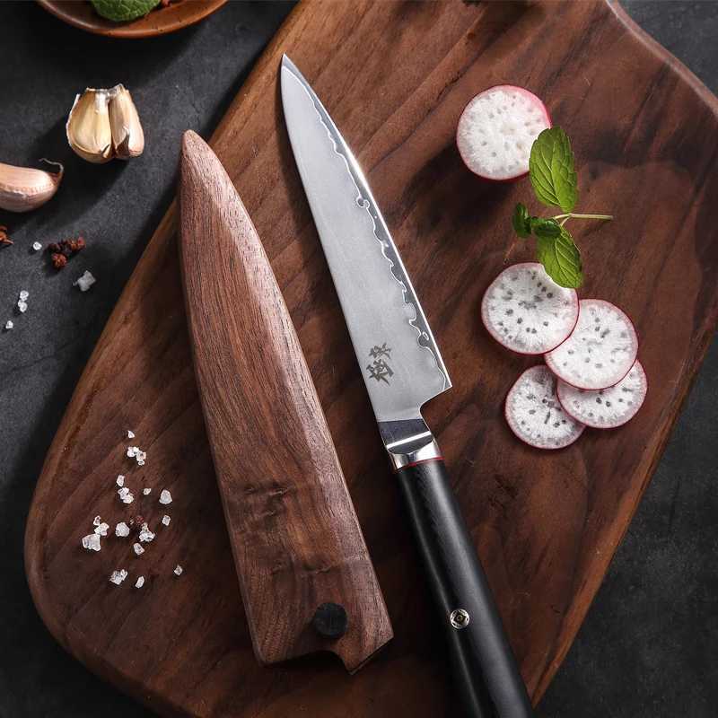 Japanese AUS-10 cposite steel fork 4-inch Paring knife peeling knife steak knife black walnut screwdriver gift Y241227