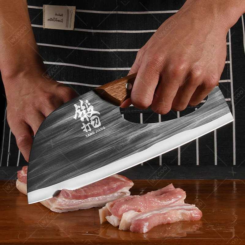Professional Labor Saving Chopper Boning Knife Kitchen Knives Sharpener Forged Hammer Stainless Steel Meat Cleaver But Knife Y241227