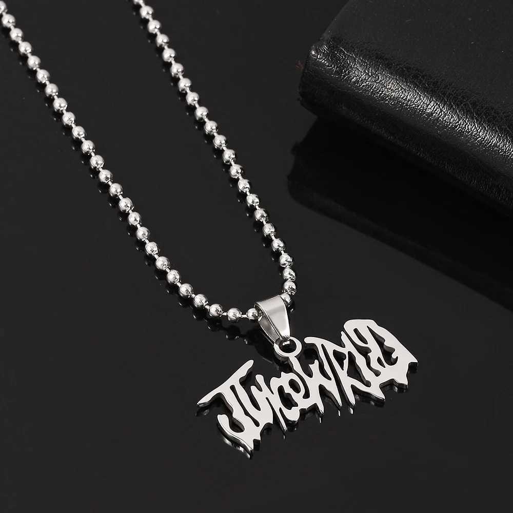 Punk Art Design Letter JUWrld Necklace Hip Hop Rper Beads Chain Stainl Steel Pendant Necklaces Jewelry AccoriesXJ241227