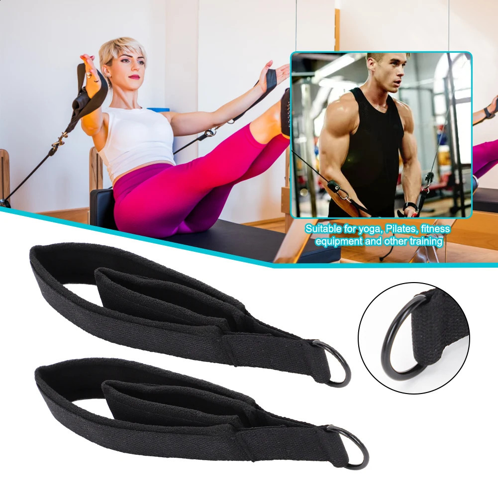 2Pcs Yoga Strap Elastic Double Ring Ankle Pilates Cord with Adjustable Buckle Exercise Straps MultiPurpose for Home Gym Workout 241216