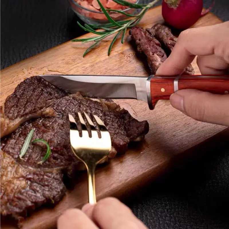 Stainless Steel Cleaver Kitchen Utility Knife Meat Steak Cutting Boning Paring Knife Outdoors BBQ Fishing Knife with Wood Handle Y241227