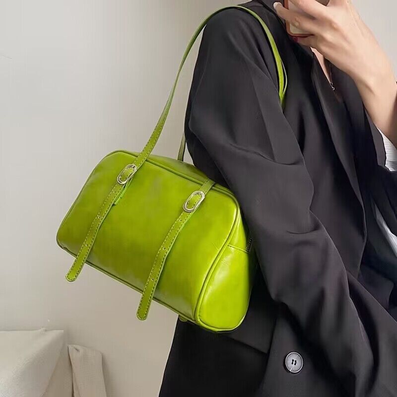 Y2k Korean Women Haruku Vintage Gothic Green Hand Bag Aesthetic Elegant Punk Wallet Purse Handbags Shoulder Trend Tote Bags