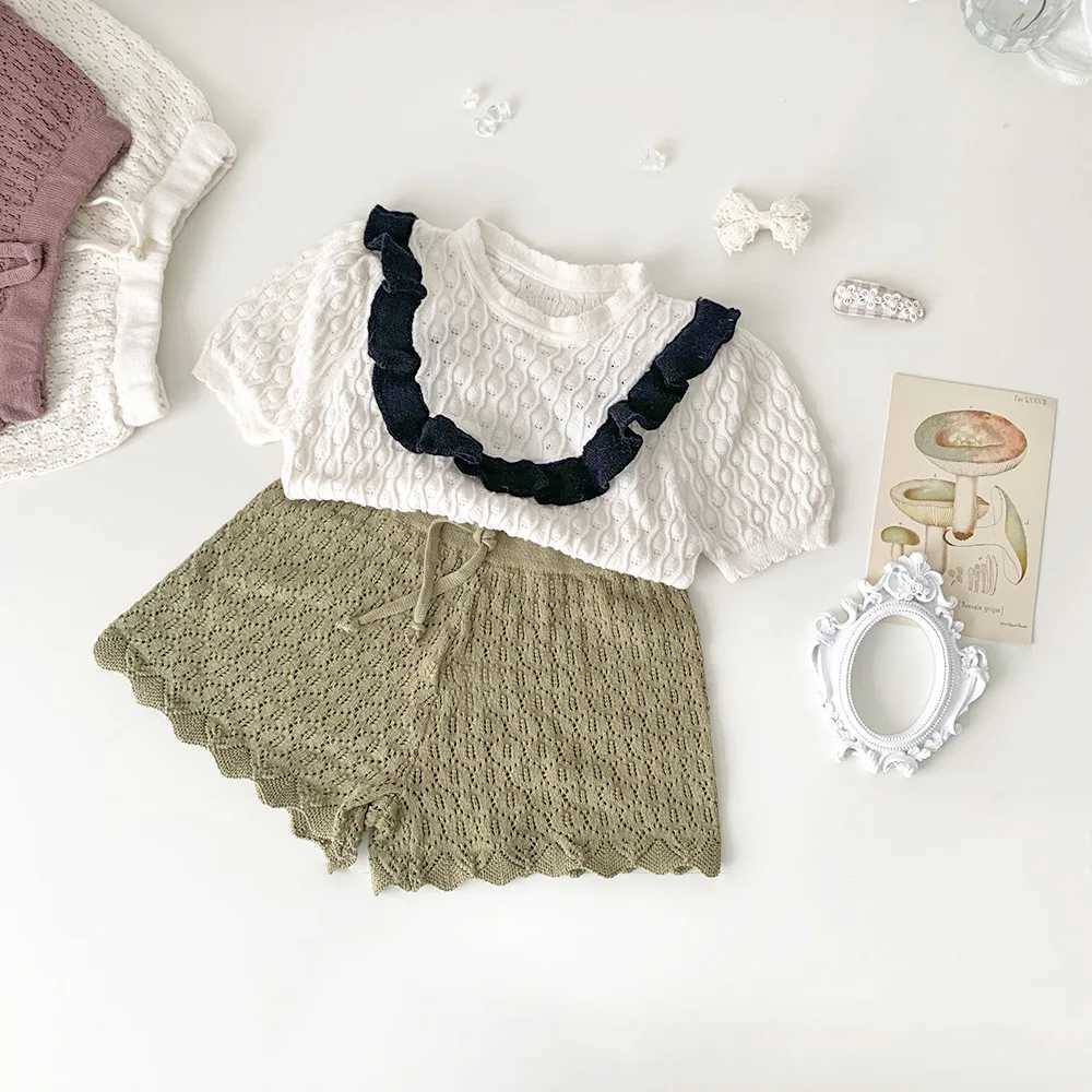 Luqiongmi 2023 Summer Korean Style Childrens Knitted Shorts Loose Solid Color Baby Cotton Shorts W241227
