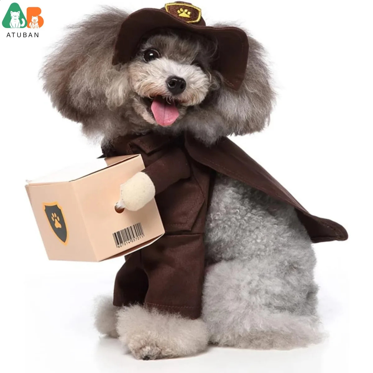 ATUBAN Pet Dog Cat Halloween Costume Funny Halloween Christmas Party Clothes Apparel for Small Dog Cat Cosplay Porter Costume 241225