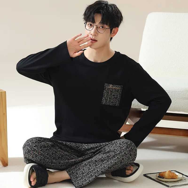 2024 Spring Autumn Plus 4XL Cotton Mens Sleepwear Pajamas Korean Fashion Pijamas Sets Casual Loungewear Pyjamas Night FashionXJ241227