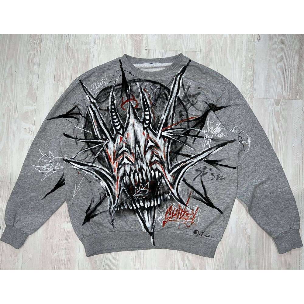 New Gothic Spider Printed Street Autumn/Winter Round Neck Loose Dark Hoodie Trendy