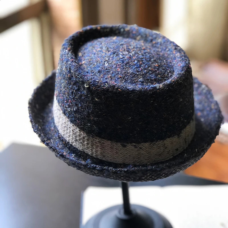 Retro Autumn Winter Warm Women Mens Wool Blend Oval Top Cap Fedora Heisenberg Mr White Porkpie Pork Pie Bowler Hat 56-59cm 241227