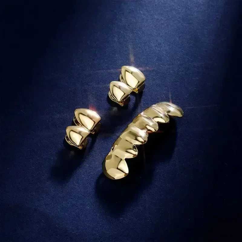 Gold plated hip-hop teeth for top and bottom grills of Mouth Grilz Cs for Halloween party set W241227
