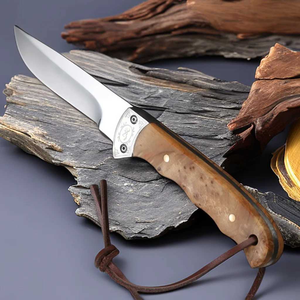 Utility Kitchen Knife Wood Cutter Knives With Pakka Wood Handle 5Cr1ov Stainless Steel Mirror Polishing Y241227