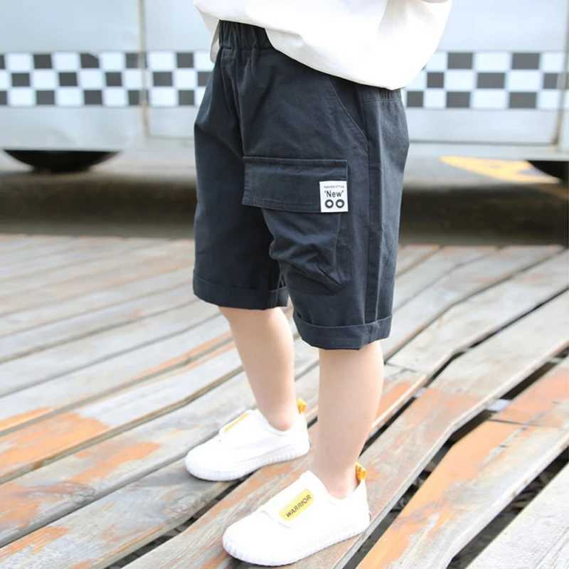 Childrens Boy Summer Shorts Casual Loose Pants Kids Solid Color Boys Trousers Teenager Fashion Sports Mid-Short Trousers W241227