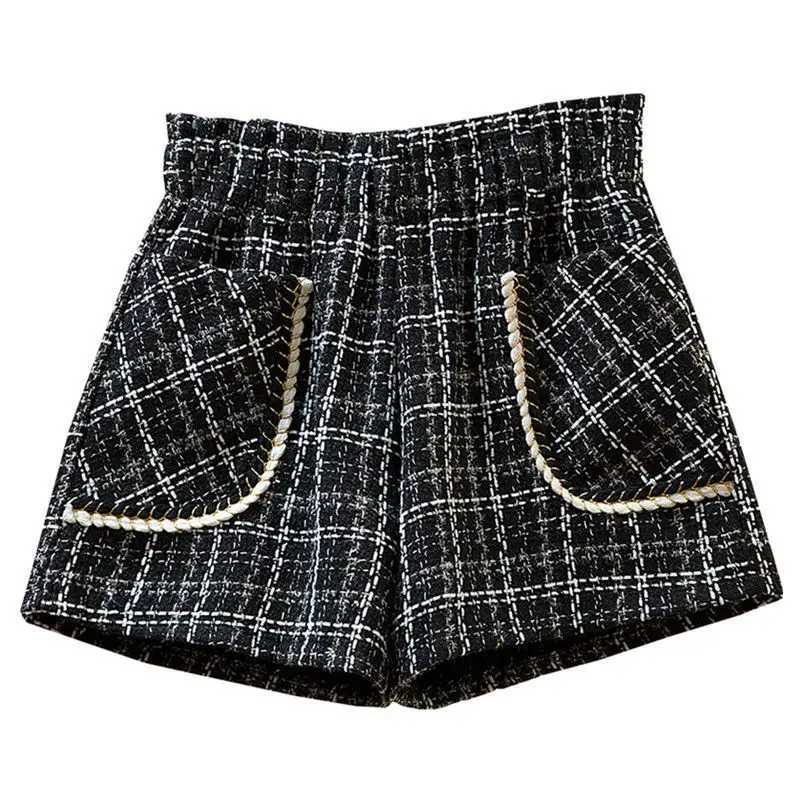 2024 Spring Girls Fashion Checkered Shorts Baby and Childrens Clothing 100-160cm W241227