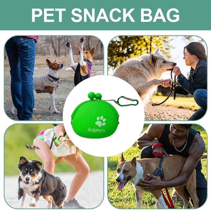Silicone Dog Treat Pouch Dog Training Container Dog Treat Carrier Holder Puppy Treat Snack Bag Food Reward Storage Bag
