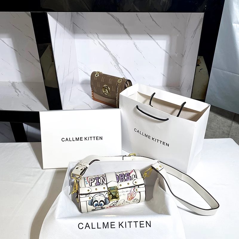 Cute Cartoon Pattern Printing and Graffiti Round Bag Women's Fashion and Popular Crossbody Bag for Evening Party