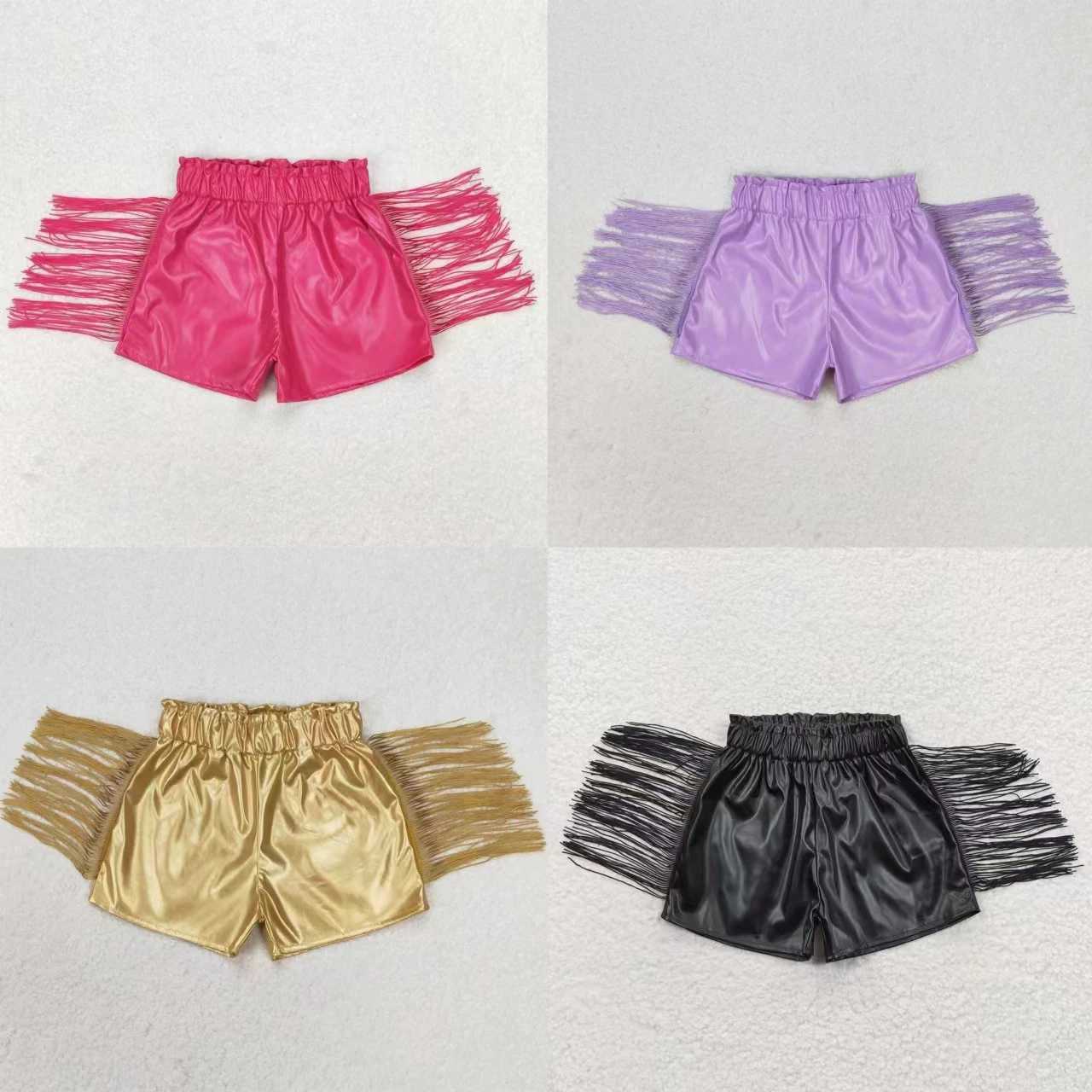 Wholesale Baby Girl Summer Clothing Children Pleather Tassel Shorts Kids Toddler Boutique Western One Piece Clothes W241227