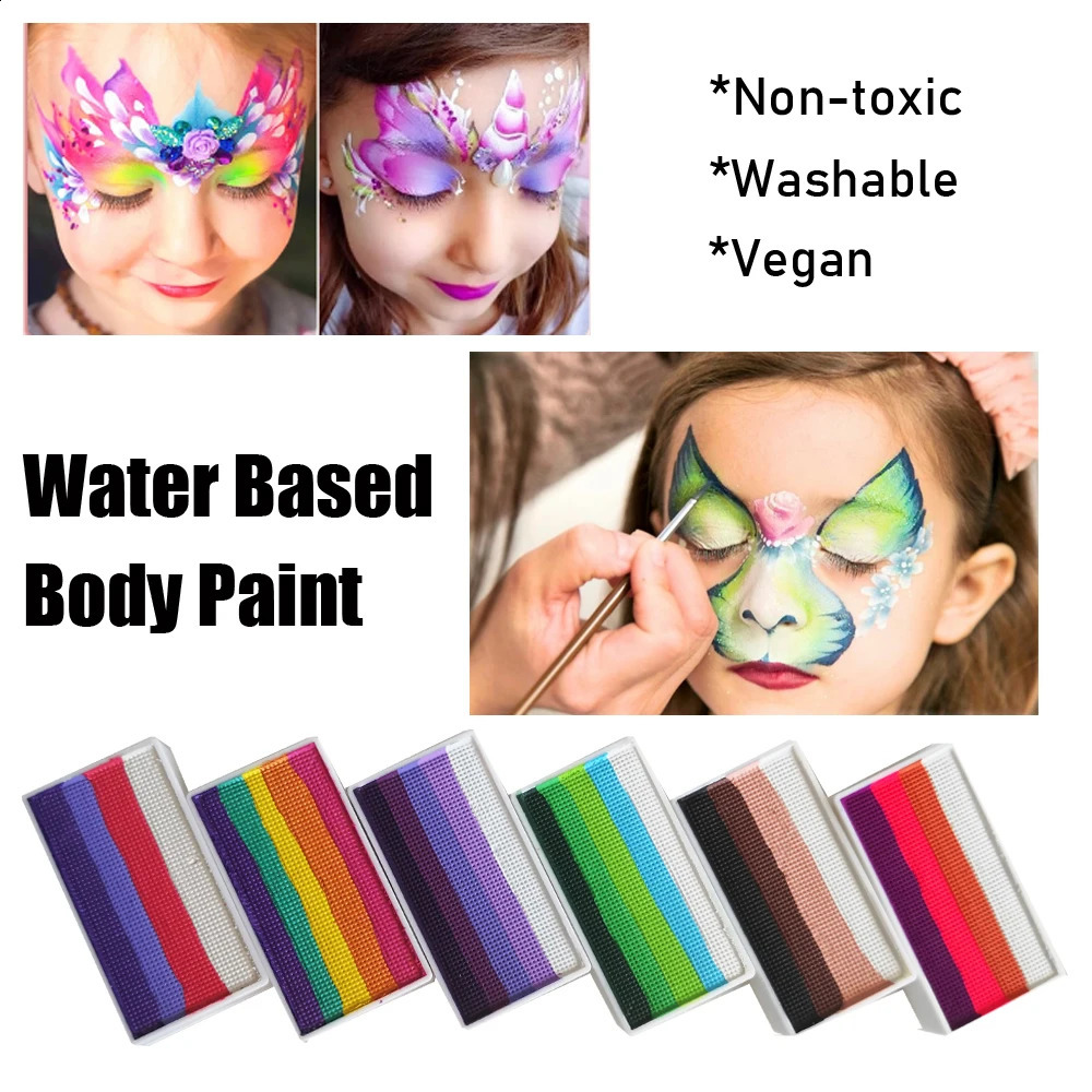 20g Professional Water Activated Pride Christmas Glow in The Dark Color Rainbow Split Cake Face Paint Body Painting 241224