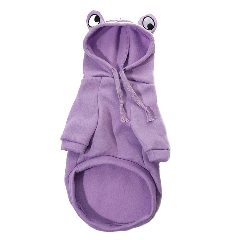 Dog Pet Hooded Cotton Clothes Autumn and Winter Fleece Warm Frog Sweatshirt Pet Clothes Cat and Dog Clothing
