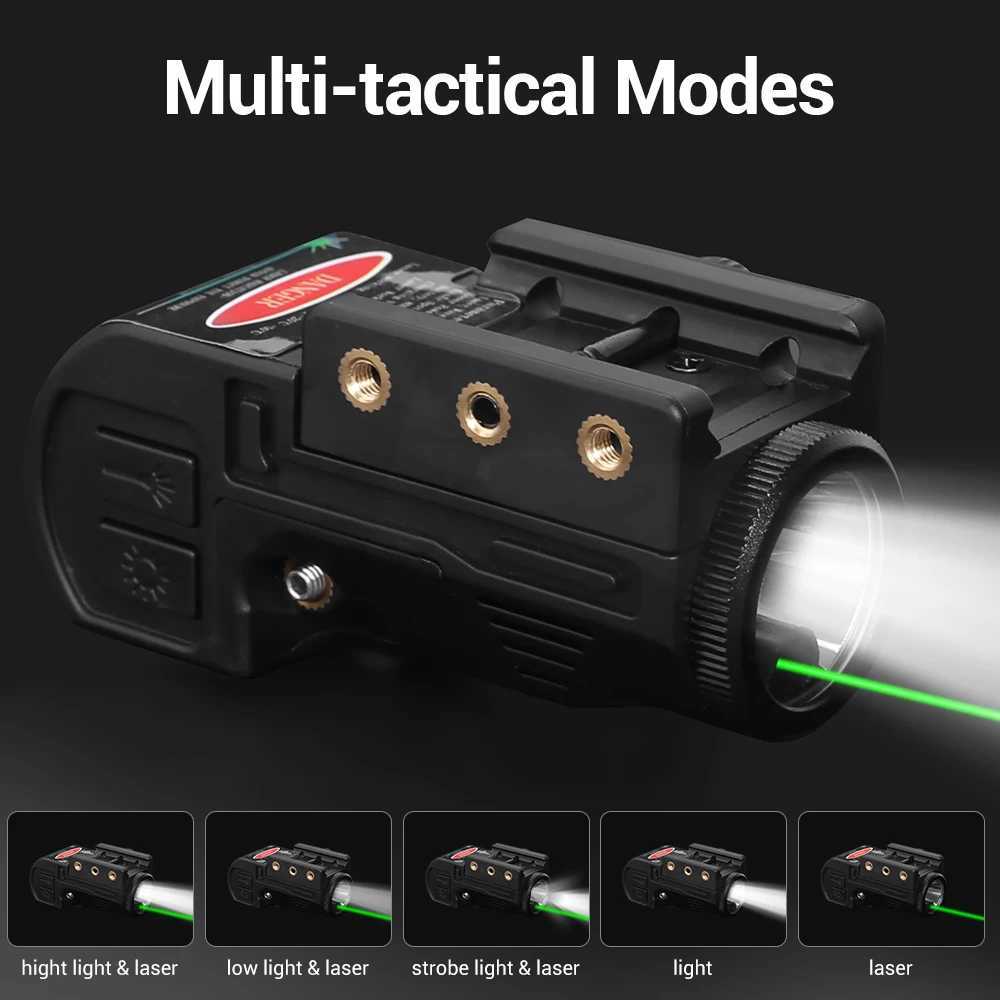 Tactical Weapon Gun Light Laser Flashlight Combo Combat 500 Lumens Flash Light Pistol Light with Laser for Handgun Rifle ShotgunW241227