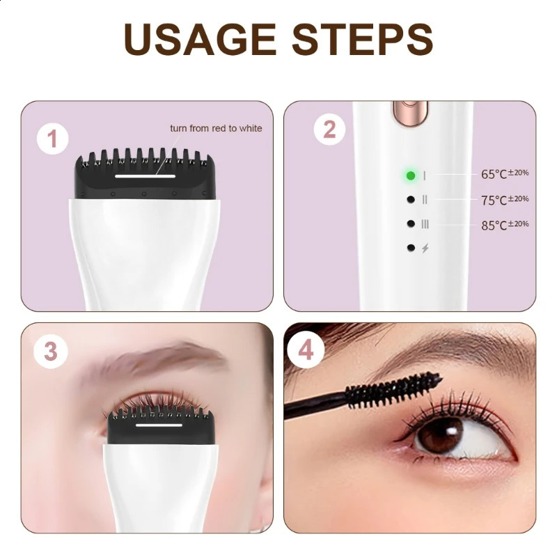 Heating Eyelash Curler 3 Electric er Eyelash Curler Heated Eyelashes Curler Long Lasting Tool Rechargeable 241226