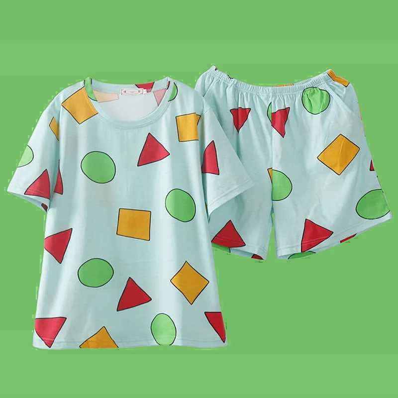 Pijama Sin Chan Man Pajama Sinchan Cotton Summer Short Sets Japanese Pajamas for Couples Man and Woman Sleepwear 2021XJ241227