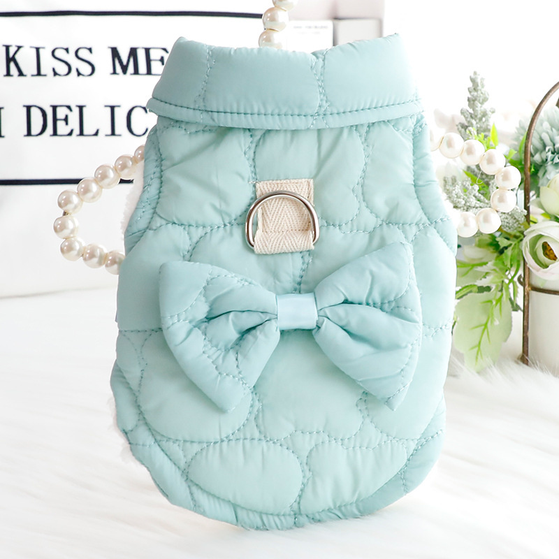 Cute Rabbit Ear-Embellished Quilted Pet Gilet - Soft and Warm Winter Clothing for Pets