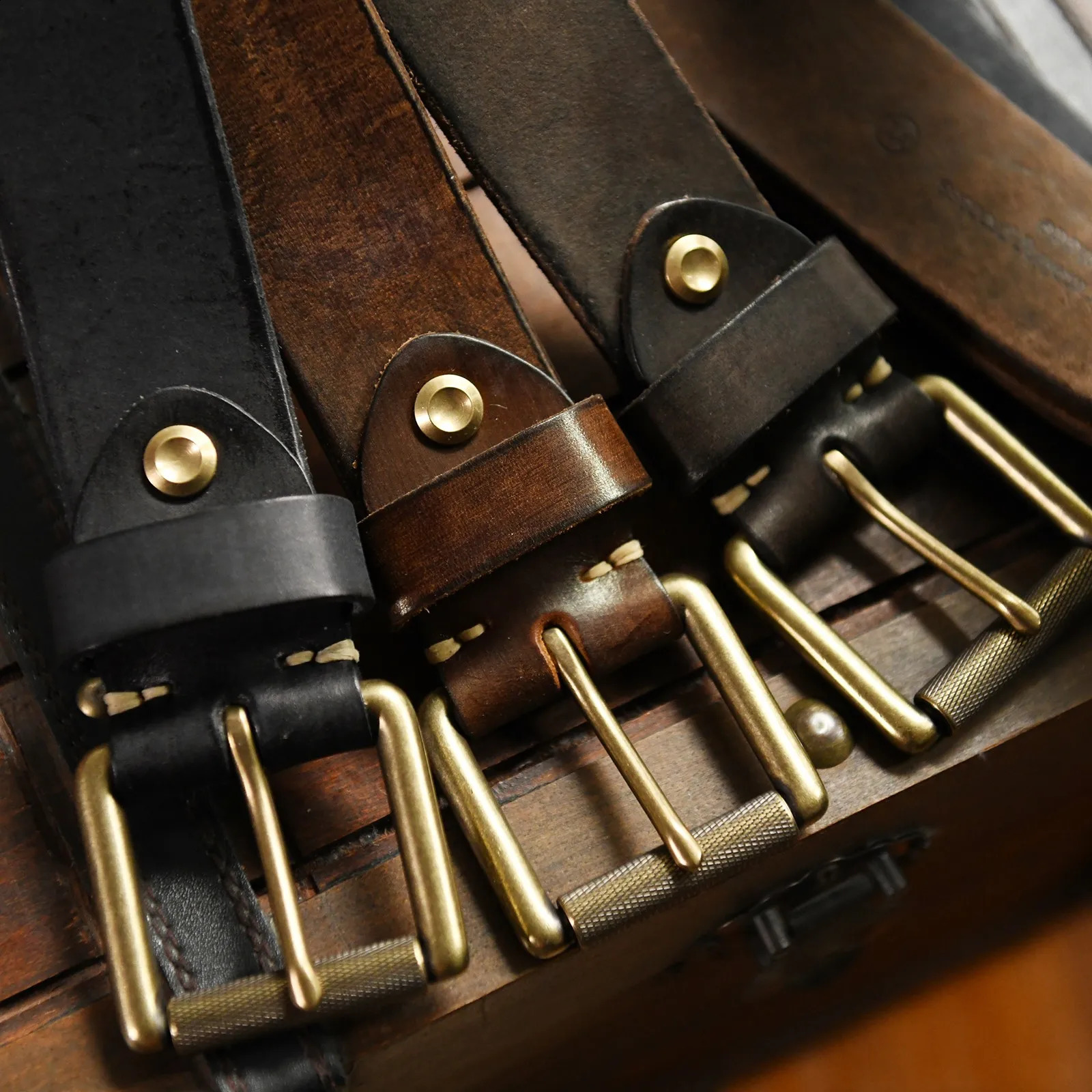 4cm Wide American Handmade Thick Cowhide Mens Belt Vintage Brass Pin Buckle Genuine Leather Jeans Tooling Motorcycle Belt 241226