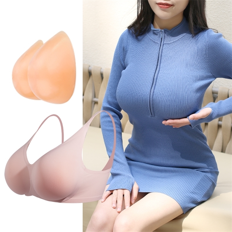 Large 2 In 1 Silicone Breast Pocket Bra Underwear Small Chest Becoming a Big Chest Pad Simulation Cartoon Chest Seamless 241226
