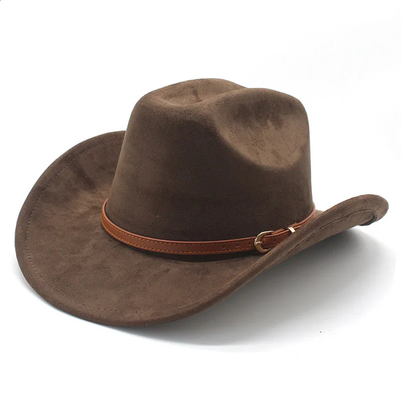 Mens Western Cowboy Hat Cotton-Polyester Blend Suede Brim Seasonal 57-58cm with Curved Brim 241227