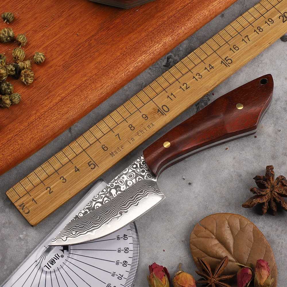 Home>Product Center>New Damascus Blade>Sandalwood Handle>Fishing Survival Kitchen>Household Meat Chopping Fruit Knife EDC Tool Y241227