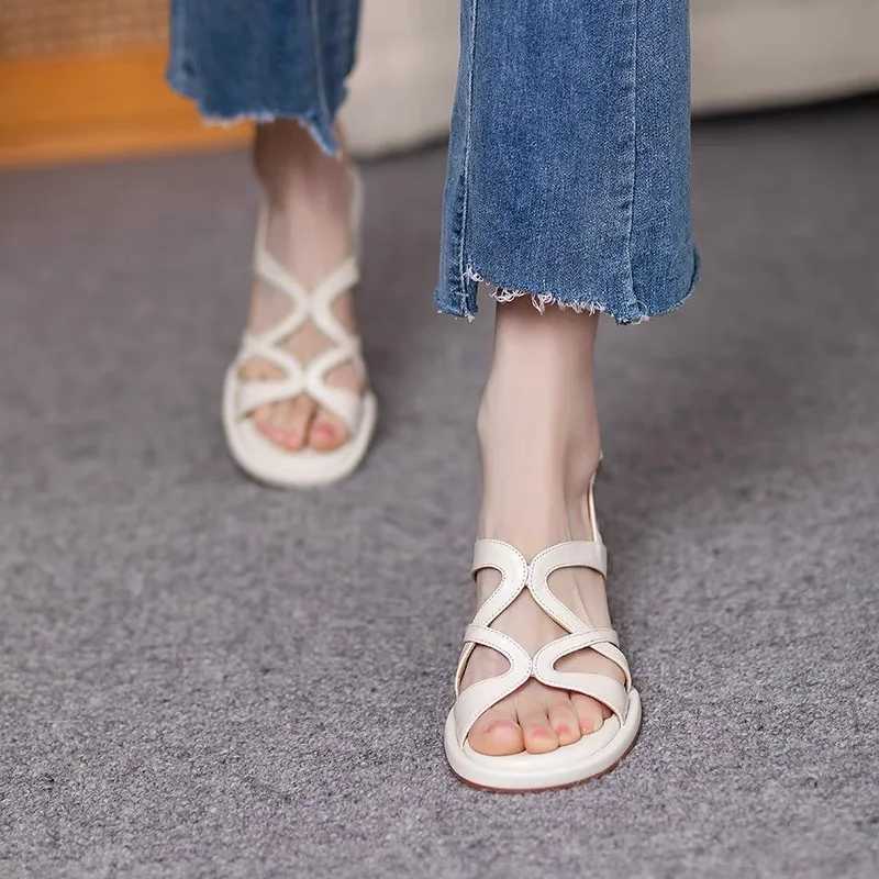 High Quality Fashion Roman Sandals Sexy Open Toe Cross Hollow Back Strap Thick Sandals for Women Elegant Banquet Party High Heel Sandals T241227