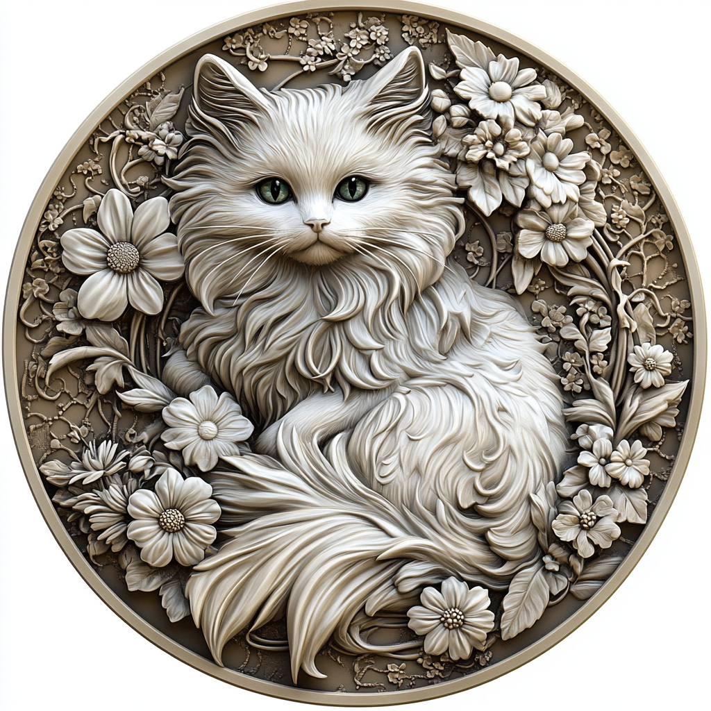 Ragged Cat - Personalized Pet Ornaments | Custom Circular Aluminum Decorative Paintings | Unique Pet Souvenir Tombstones