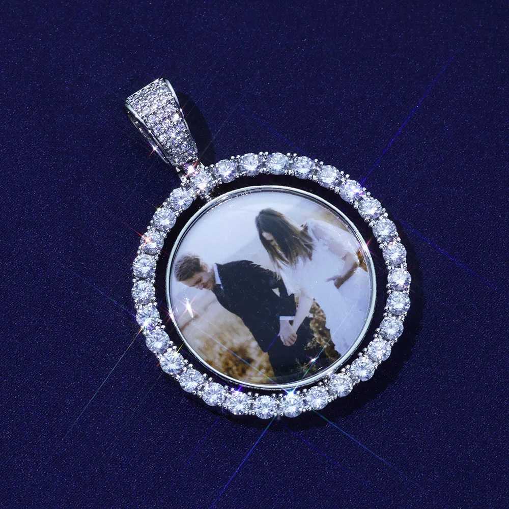 Customized Picture Pendant Necklaces Hip Hop Jewelry Personalized Circle Chain Memory Photo Medal Pendant Christmas Gifts XJ241227