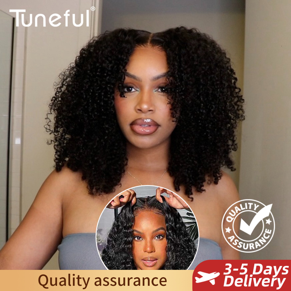10A 100% Human Hair Ready To Wear Bleached Knots 6X4 Pre Cut HD Transparent Glueless Lace Wigs Kinky Curly