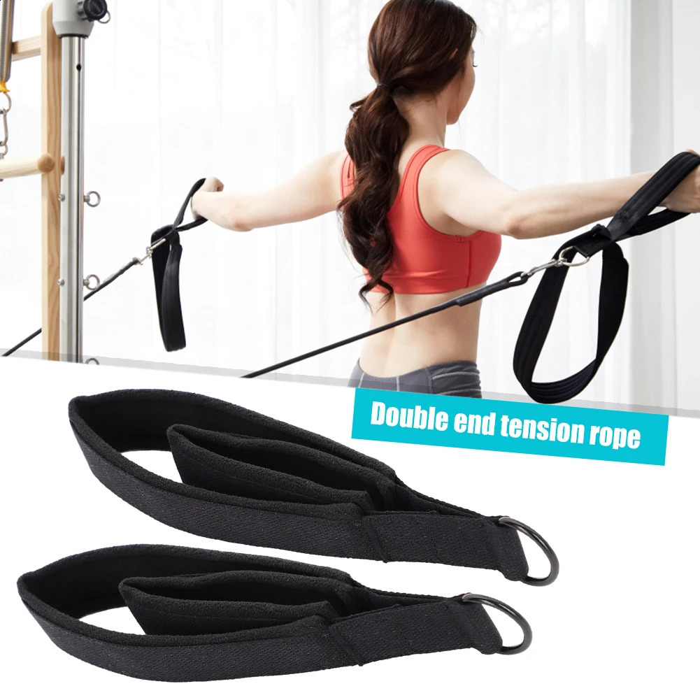2Pcs Yoga Strap Elastic Double Ring Ankle Pilates Cord with Adjustable Buckle Exercise Straps MultiPurpose for Home Gym Workout 241216