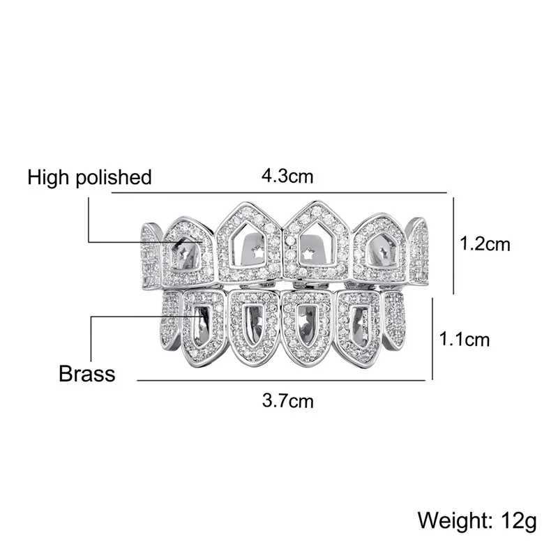 Feel Style and Out Teeth Grillz Set For Unisex Cubic Zirconia Stone Top Bottom Box Packing Hip Hop Jewelry For Men Women Gift W241227
