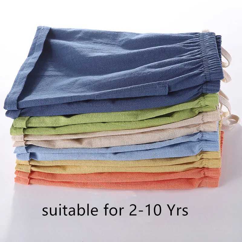 Children Summer Shorts For Boys Kids Casual Beach Shorts Candy Color Cotton Linen Breathable Soft Short Pants For Girl 100-160cm W241227