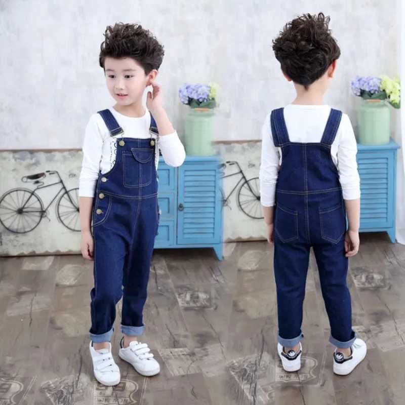 Childrens denim jacket teenagers spring jeans Dungarees girls pocket jumpsuit childrens boys pants age 4 5 7 9 11 13 years old W241227