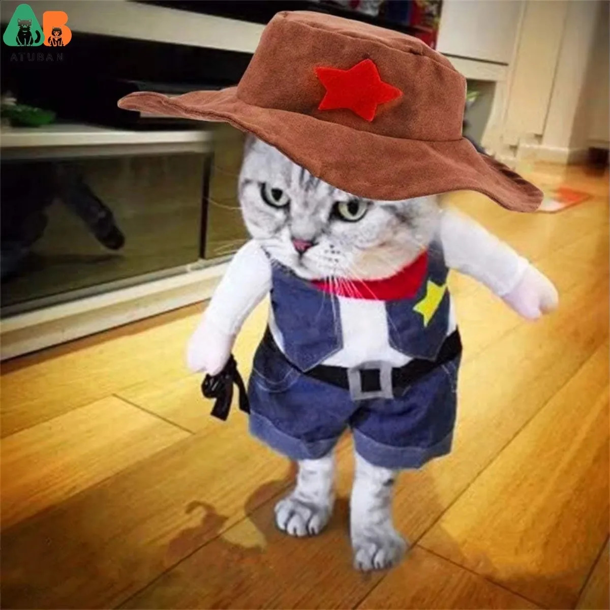 Pet Dog Cat Halloween CostumesWest Cowboy Uniform with HatFunny Pet Cowboy OutfitClothing Funny Costume for Cats Small Dogs 241225