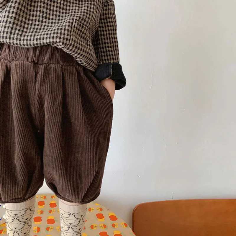 Knee Length Girls Boys Corduroy Pants Fashion Kids Trousers W241227