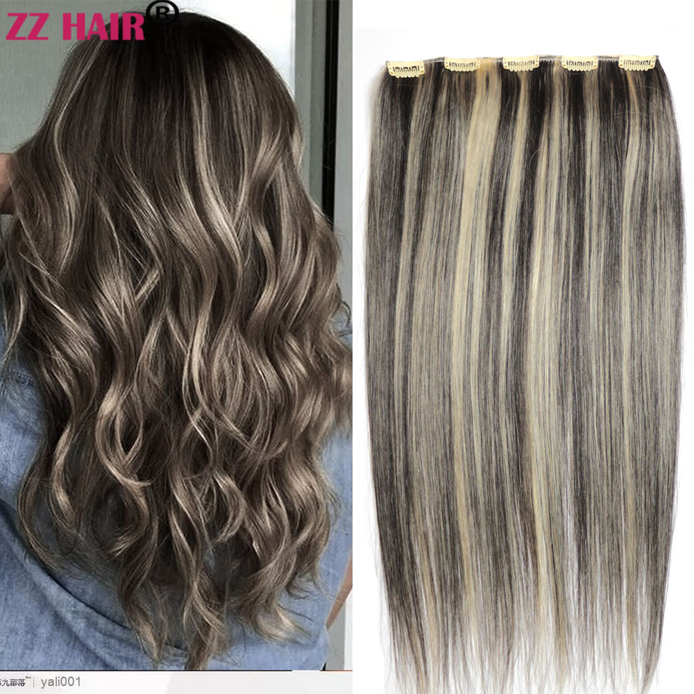100% Brazilian Remy Human hair Extension 16-28 inches 1pcs set Nolace with 5clips in 80g-200 Clips in/on Natural Straight