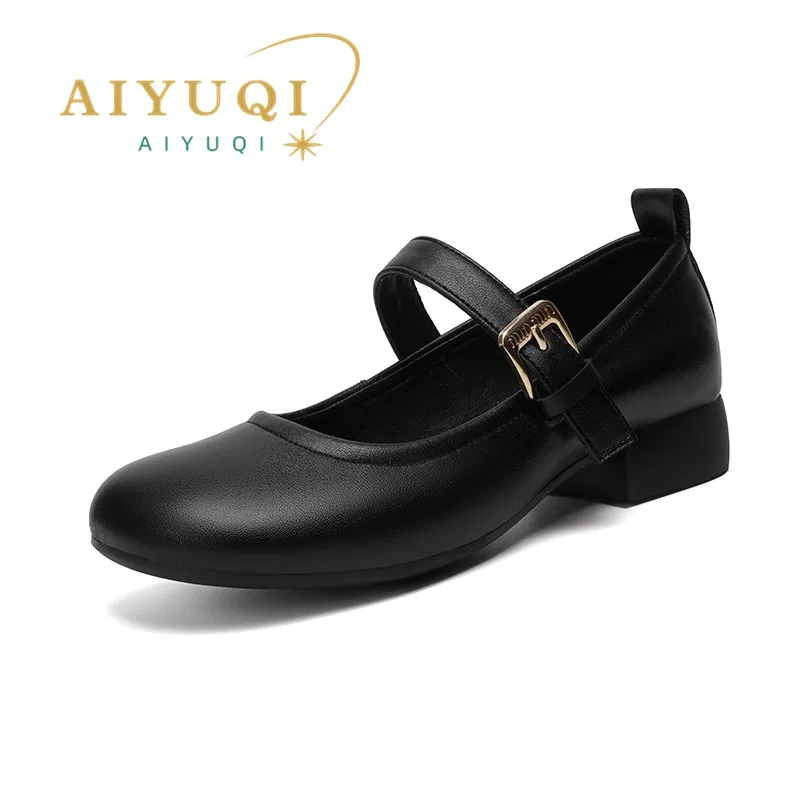 AIYUQI Women's Mary Jane Shoes Spring Genuine Leather Girls Shoes Anti Slip Fashion Women's Shoes