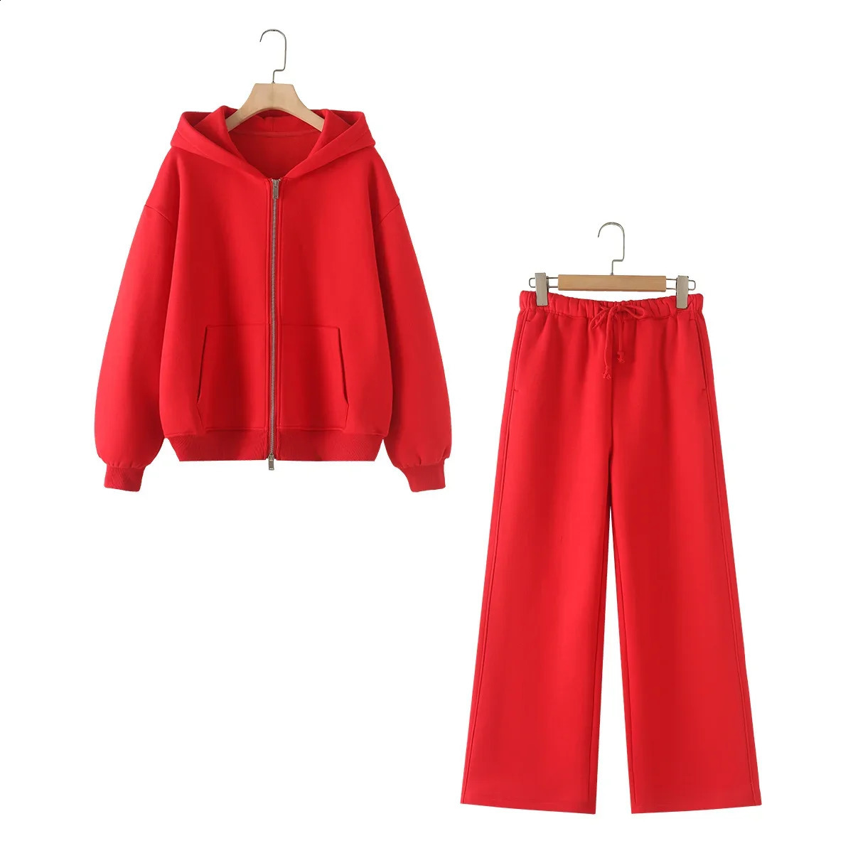 Woman Sweatshirts Tracksuits Set 2025 Winter Cotton Solid Suits Wide Baggy Pants Sportswear 2 Piece Women Outfits 241220