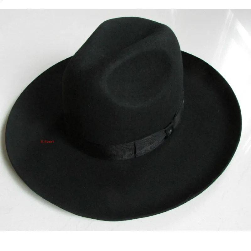 X053 Adult 100% Wool Top Hat Export Original Sheet / Israeli Je Hat / Felt Hat with Big Eaves 10cm Brim Woolen Fedora Hats 241226