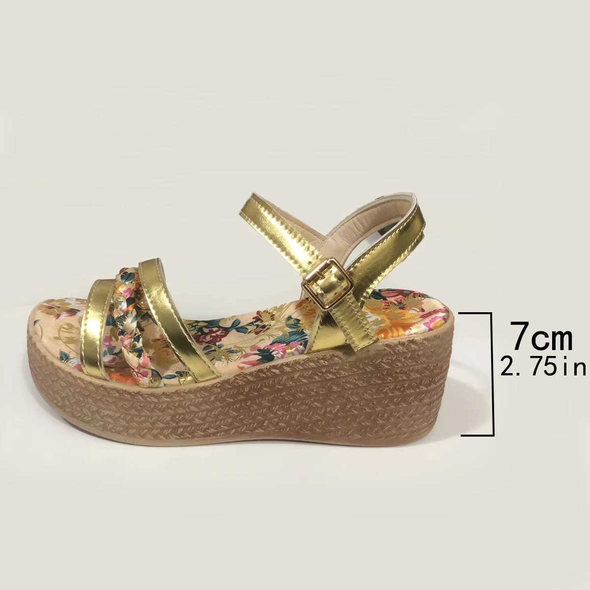 High Quality Womens Platform Wedge Sandals Summer High Heel Round Toe Comfortable Floral Woman Designer Gold Shoes Luxury Sandalias T241227