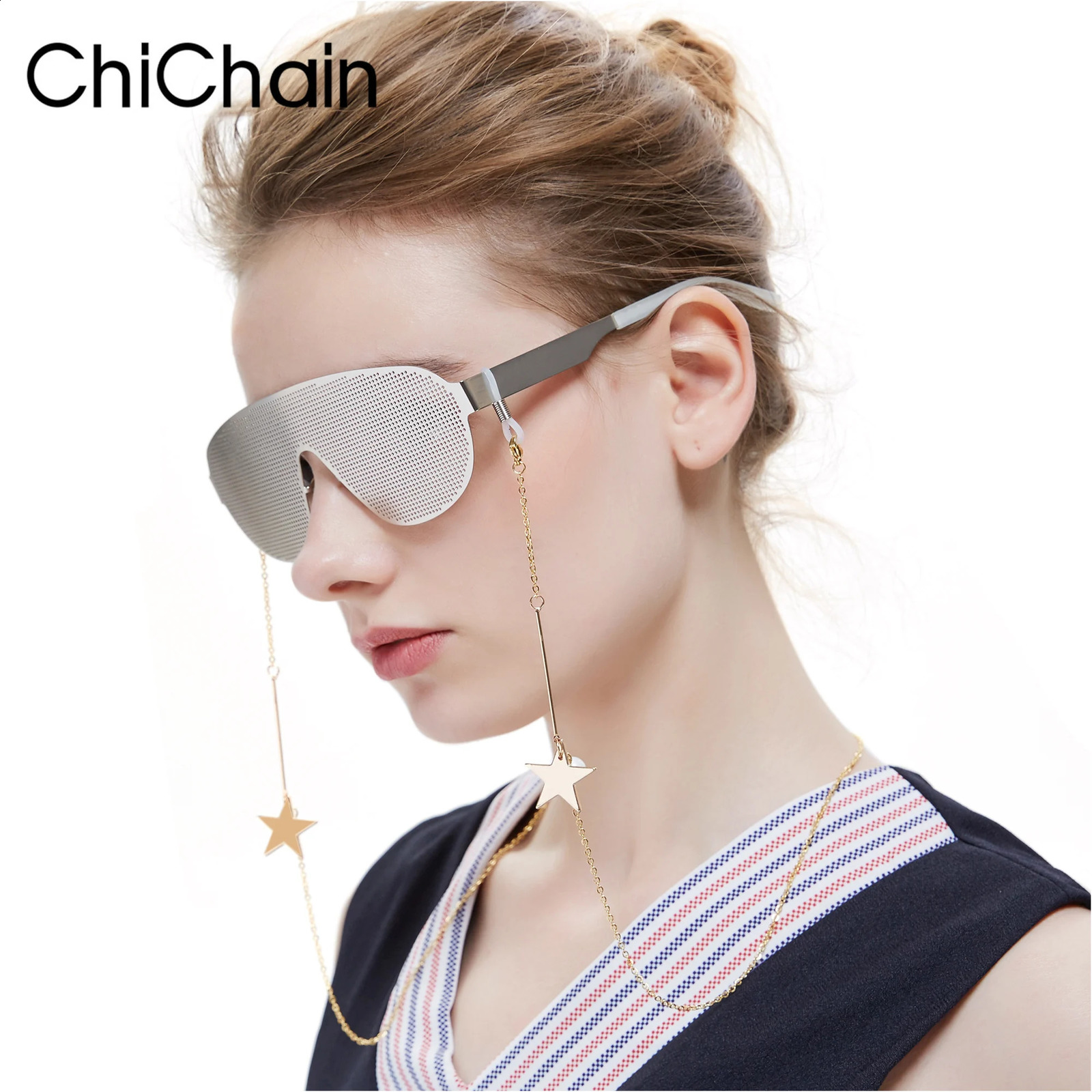 Vintage Handmade eyeglasses chain Pentagram accessories 80 cm Stainless Steel Chain Lanyard sunglasses glasses 241226