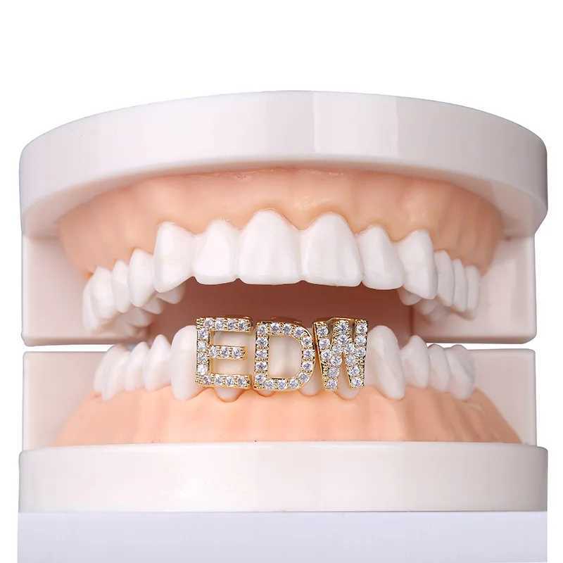 26 Letter CZ Teen Grilz Cs cubic zirconia d Out Micro Pave mens hip-hop jewelry role-playing gift top charm grill W241227