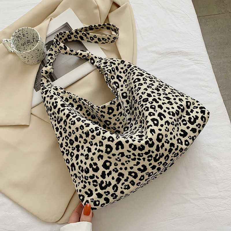 White rabbit leopard print little white rabbit ins modern cloth bag Japanese cloth bag simple Korean female single shoulder messenger bag leisure bag