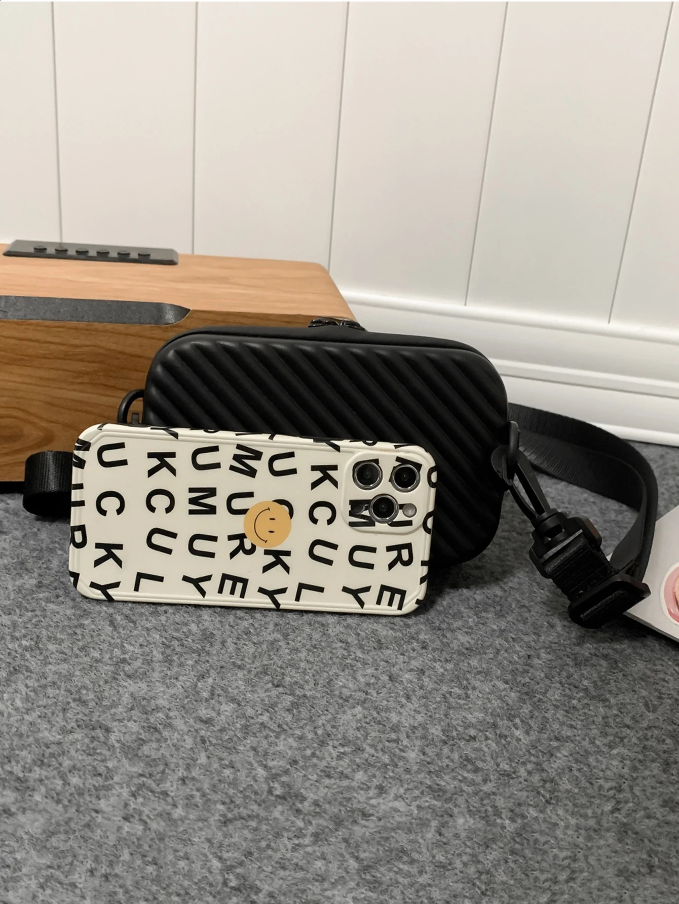 Simple Lightweight Box Bag Unisex Trendy Diagonal Striped Shoulder Bag Soft PU Leather Pressed Shell Mens Messenger Bag 241223